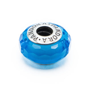 PANDORA Aqua Fascinating Faceted Murano Glass Sterling Silver Charm Bead