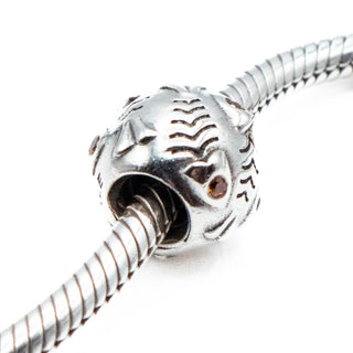 PANDORA Fish Bone Sterling Silver Charm Bead With Orange CZ
