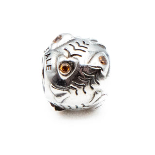 PANDORA Fish Bone Sterling Silver Charm Bead With Orange CZ