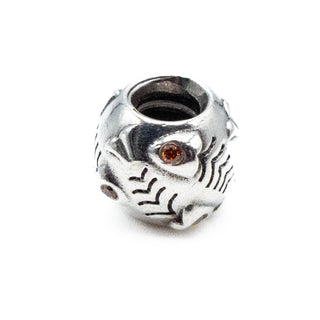 PANDORA Fish Bone Sterling Silver Charm Bead With Orange CZ