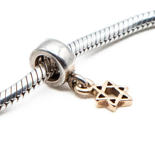 PANDORA Retired Star of David Dangle Sterling Silver Charm With 14K Gold Star