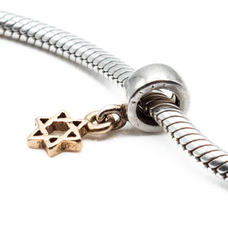 PANDORA Retired Star of David Dangle Sterling Silver Charm With 14K Gold Star