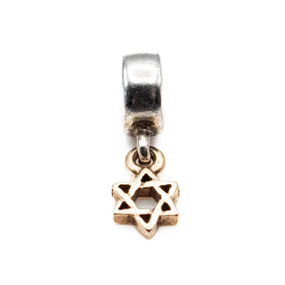 PANDORA Retired Star of David Dangle Sterling Silver Charm With 14K Gold Star
