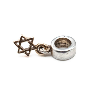 PANDORA Retired Star of David Dangle Sterling Silver Charm With 14K Gold Star