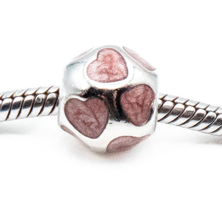 PANDORA Retired Love You Charm Bead With Light Pink Enamel
