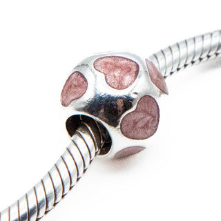 PANDORA Retired Love You Charm Bead With Light Pink Enamel