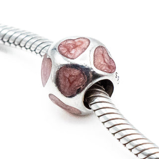 PANDORA Retired Love You Charm Bead With Light Pink Enamel