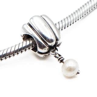 PANDORA Retired Hanging Pearl Dangle Charm With Lavender Zirconia