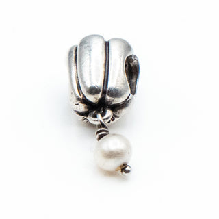 PANDORA Retired Hanging Pearl Dangle Charm With Lavender Zirconia