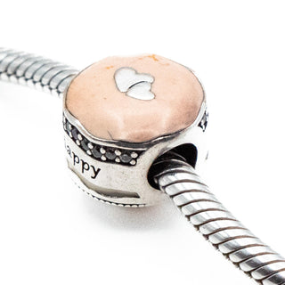 PANDORA Retired Happy Birthday Cake Sterling Silver Charm