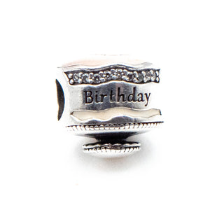PANDORA Retired Happy Birthday Cake Sterling Silver Charm