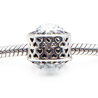 PANDORA Retired Radiant Hearts Sterling Silver Charm With Clear Zirconia