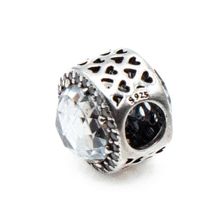 PANDORA Retired Radiant Hearts Sterling Silver Charm With Clear Zirconia