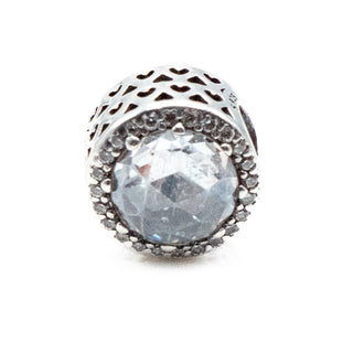 PANDORA Retired Radiant Hearts Sterling Silver Charm With Clear Zirconia
