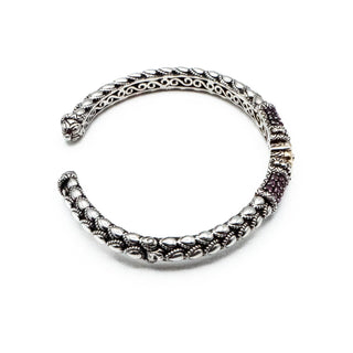 Barbara Bixby 18K Gold Lotus Flower Sterling Silver Garnet Cuff Bracelet