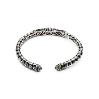 Barbara Bixby 18K Gold Lotus Flower Sterling Silver Garnet Cuff Bracelet