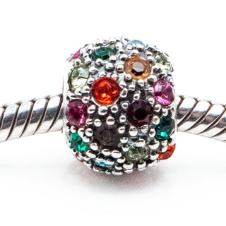 Multi-Color Crystal Ball Sterling Silver Charm