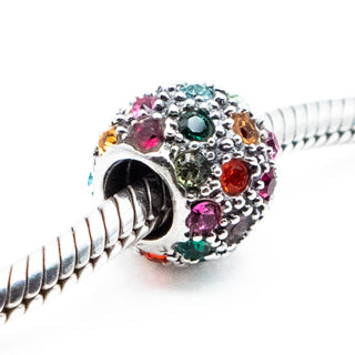 Multi-Color Crystal Ball Sterling Silver Charm