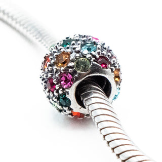 Multi-Color Crystal Ball Sterling Silver Charm
