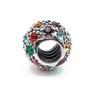 Multi-Color Crystal Ball Sterling Silver Charm