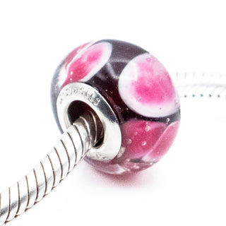 Chrysalis Pink Purple Murano Glass Charm With Sterling Silver Core