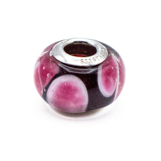 Chrysalis Pink Purple Murano Glass Charm With Sterling Silver Core