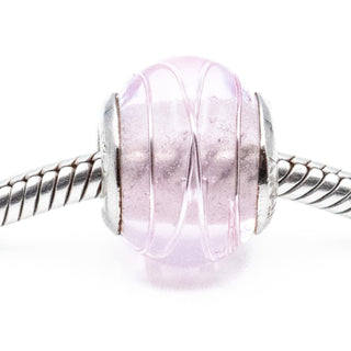 Pink Spirals Murano Glass Charm With Sterling Silver Core