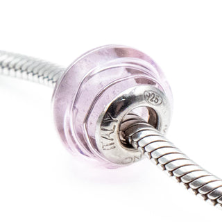 Pink Spirals Murano Glass Charm With Sterling Silver Core