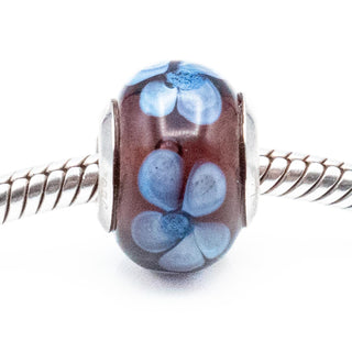 Chrysalis Lavender Flower Purple Murano Glass Charm With Sterling Silver Core