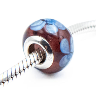 Chrysalis Lavender Flower Purple Murano Glass Charm With Sterling Silver Core