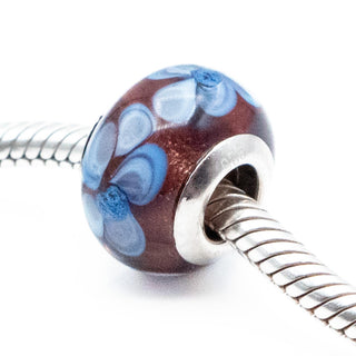 Chrysalis Lavender Flower Purple Murano Glass Charm With Sterling Silver Core