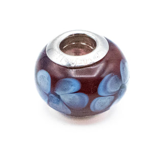 Chrysalis Lavender Flower Purple Murano Glass Charm With Sterling Silver Core