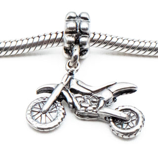 Dirt Bike Motocross Sterling Silver Dangle Charm