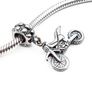 Dirt Bike Motocross Sterling Silver Dangle Charm