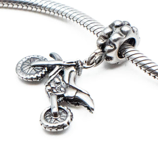 Dirt Bike Motocross Sterling Silver Dangle Charm