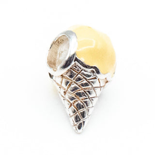 Truth Jewellery Ice Cream Cone Sterling Silver Charm With Yellow Enamel