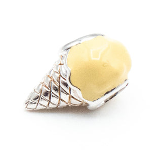 Truth Jewellery Ice Cream Cone Sterling Silver Charm With Yellow Enamel