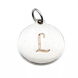 Stella & Dot Initial Letter L Monogram Sterling Silver Disc Charm Pendant