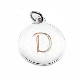 Stella & Dot Initial Letter D Monogram Sterling Silver Disc Charm Pendant