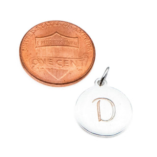 Stella & Dot Initial Letter D Monogram Sterling Silver Disc Charm Pendant