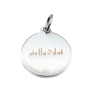 Stella & Dot Initial Letter C Monogram Sterling Silver Disc Charm Pendant