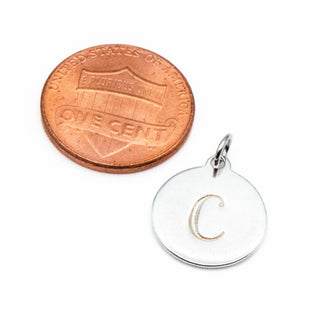 Stella & Dot Initial Letter C Monogram Sterling Silver Disc Charm Pendant