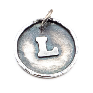 Oxidized Initial Letter L Sterling Silver Monogram Charm