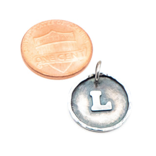 Oxidized Initial Letter L Sterling Silver Monogram Charm