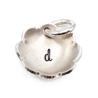 Initial Letter D Sterling Silver Floral Charm