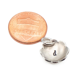 Initial Letter D Sterling Silver Floral Charm
