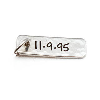 Sterling Silver Hang Tag Charm With Date 11-9-95