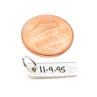 Sterling Silver Hang Tag Charm With Date 11-9-95