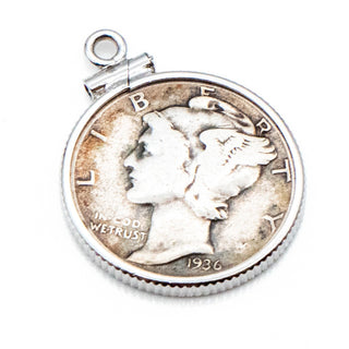 1936 (Mercury) Freedom of Thought Dime Sterling Silver Charm Pendant