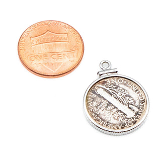 1936 (Mercury) Freedom of Thought Dime Sterling Silver Charm Pendant